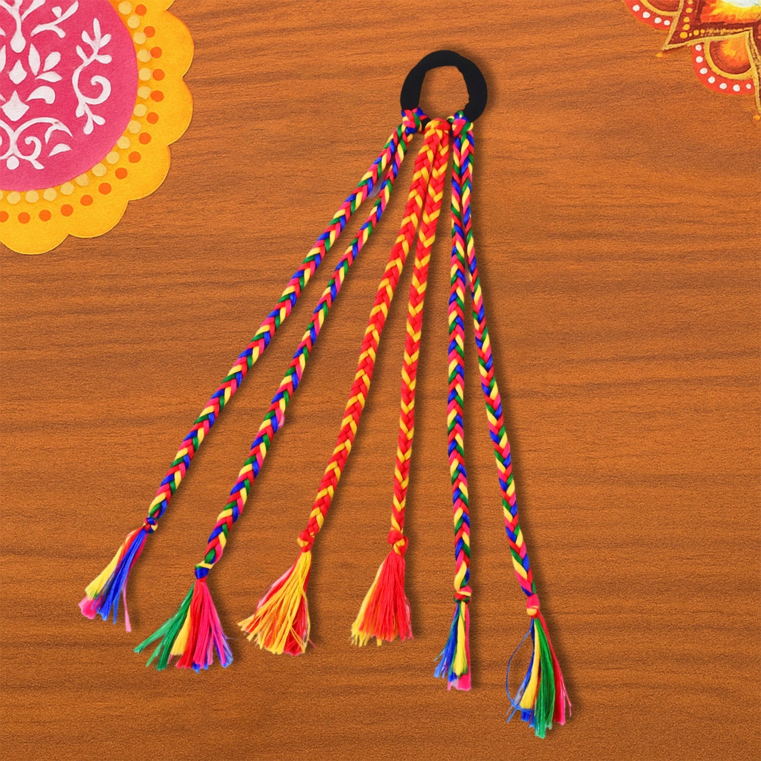 Traditional Multicolor Braided Hair Extension with Tassels Traditional Multicolor Braided Hair Extension with Tassels